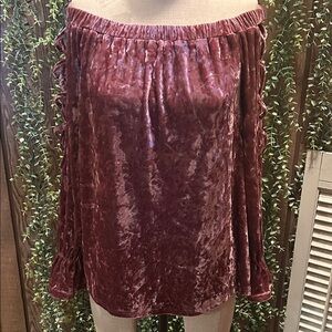 Faux Velvet Off-Shoulder Top